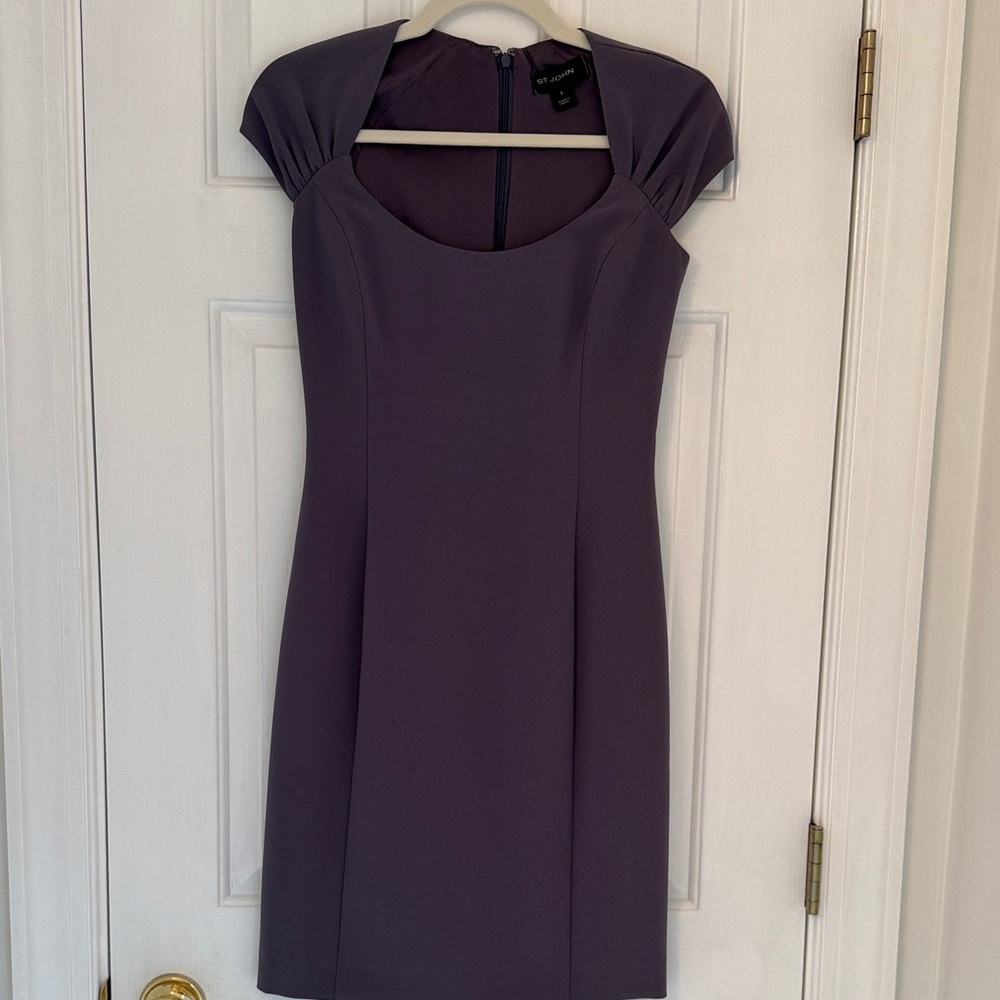 St. John Purple Mini Dress with Cap Sleeves